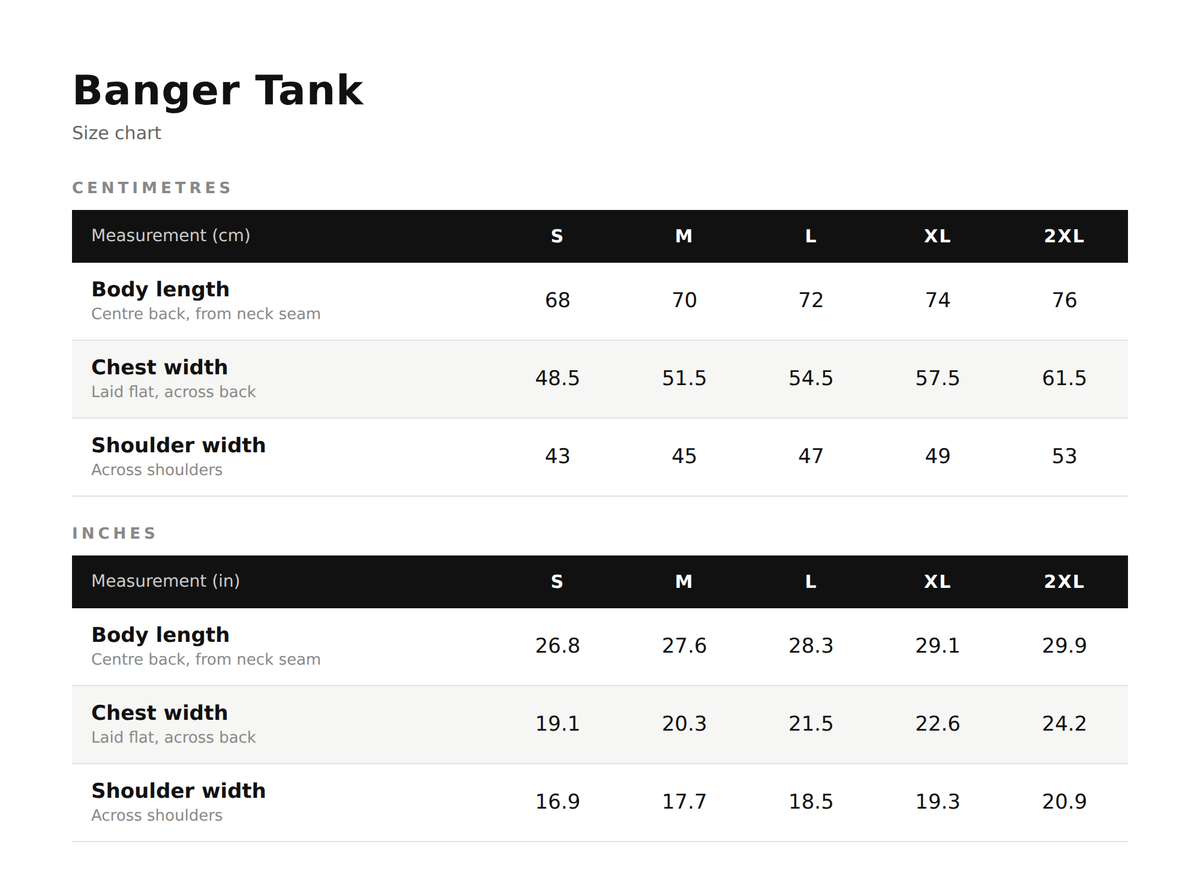 Product Size Guide