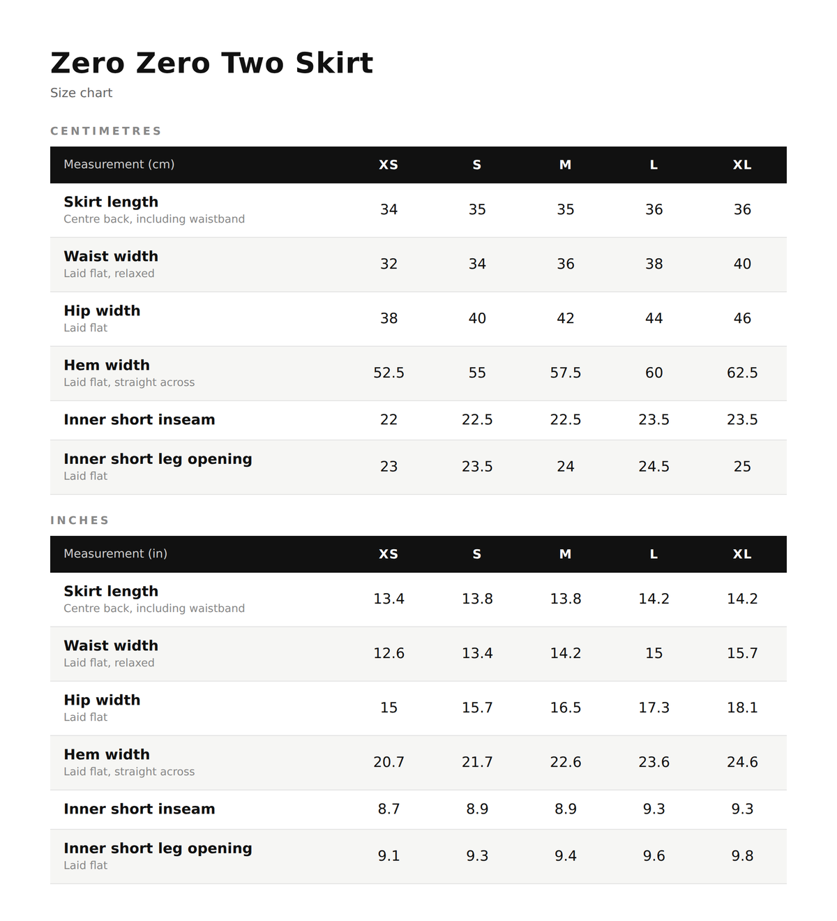 Product Size Guide